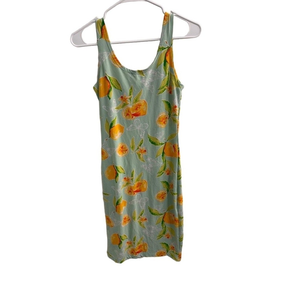 Jolie & Joy Dress Womens M Y2K Lemon Print Sleeveless Bodycon Mini Summer